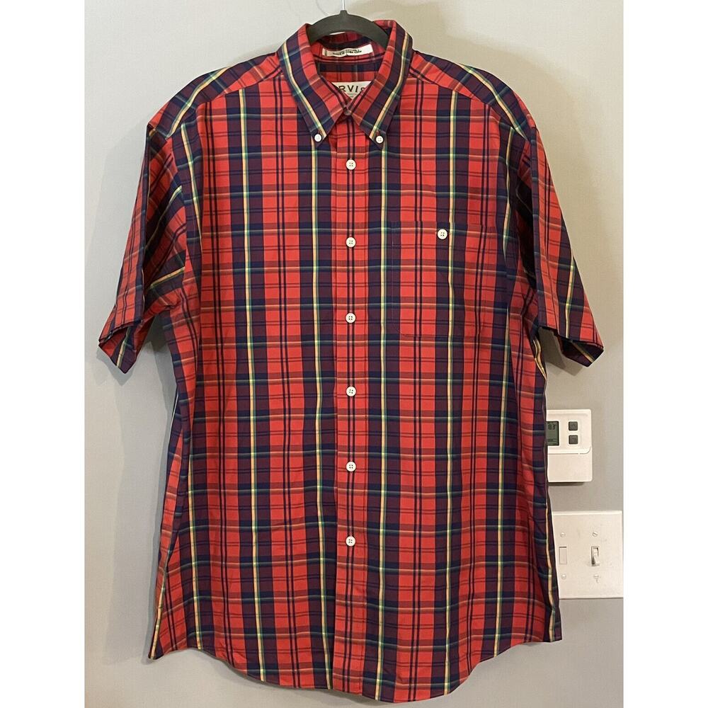 Orvis Shirt Plaid Short Sleeve Button Down Cotton Mens Large